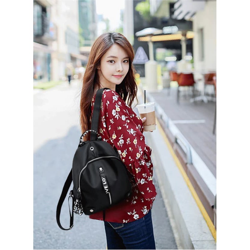 Tas Ransel Impor Tas Ransel Korea Wanita 2018 Love Black White Premium