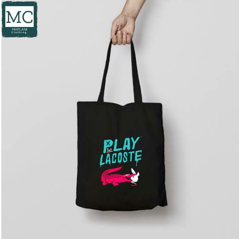 TOTE BAG PLAY LACOSTE / TOTEBAG RESLETING HITAM / TOTEBAG BAND METAL / TAS JINJING / TOTEBAG CANVAS 