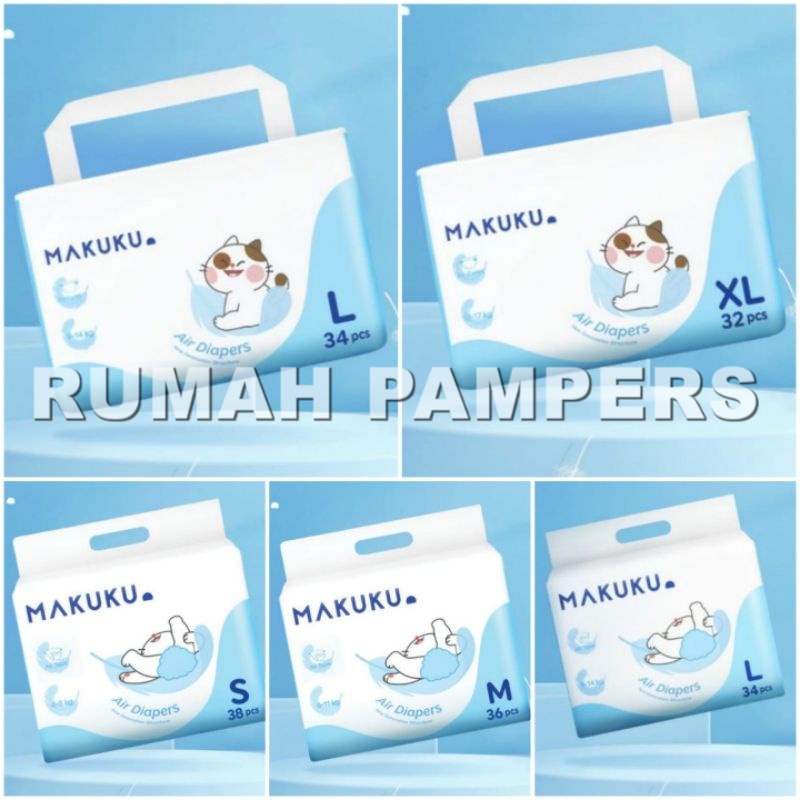 Makuku Air Diapers Tape S M  dan Pant M L XL XXL kemasan SLIM