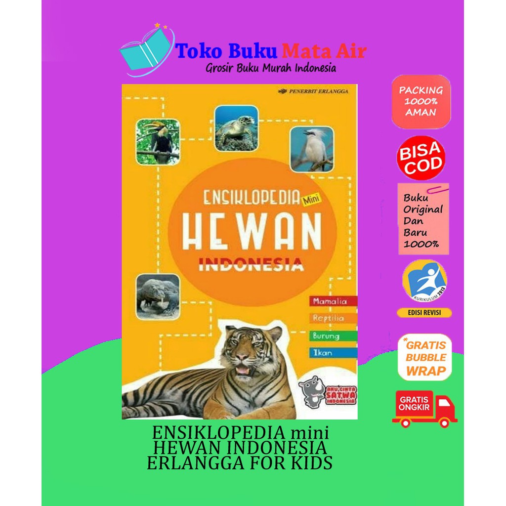 BEST SELLER ORIGINAL ENSIKLOPEDIA MINI HEWAN INDONESIA TIM EFK ERLANGGA FOR KIDS
