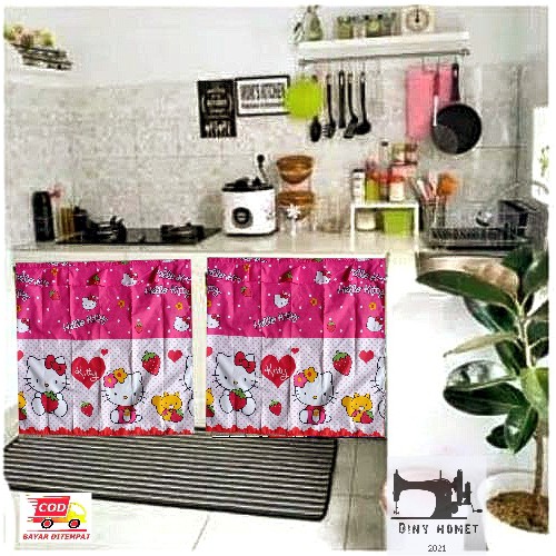 hordeng / gorden tirai kolong hello kitty 70 x100