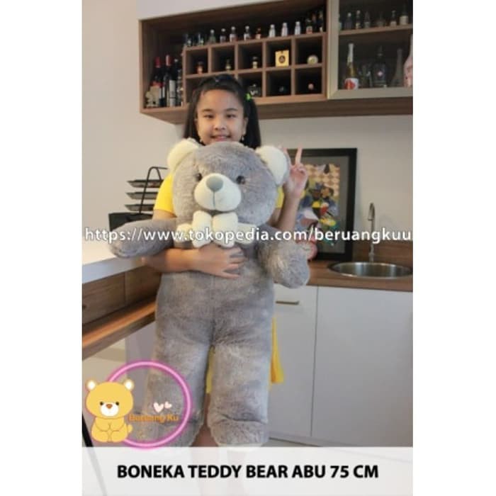 Boneka teddy bear abu (beruang) 75 cm