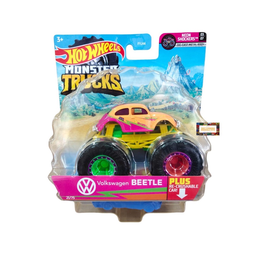 Hotwheels Monster Trucks Volkswagen Beetle Neon Shockers