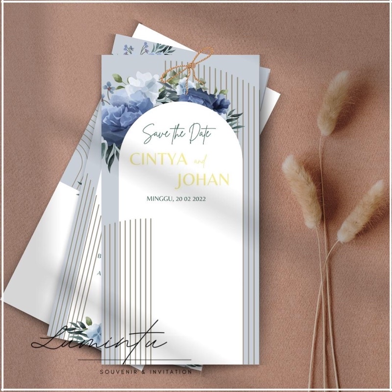 

Soft blue bohemian wedding invitation / undangan pernikahan / undangan bohemian / undangan modern unik aesthetic