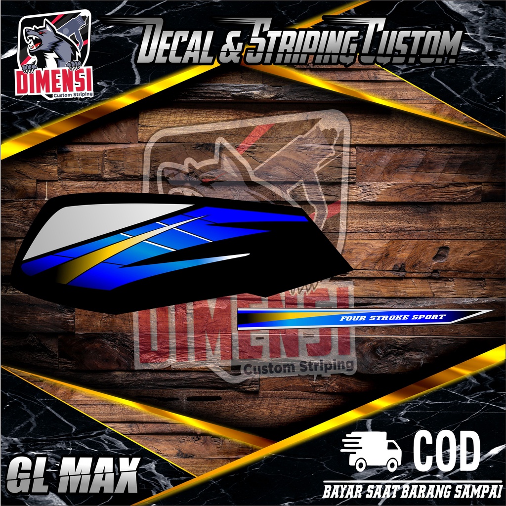 DIMENSI CUSTOM STRIPING VARIASI HONDA  GL PRO / STRIPING GL MAX TEMA BIRU SHAPIRE VARIASI 022