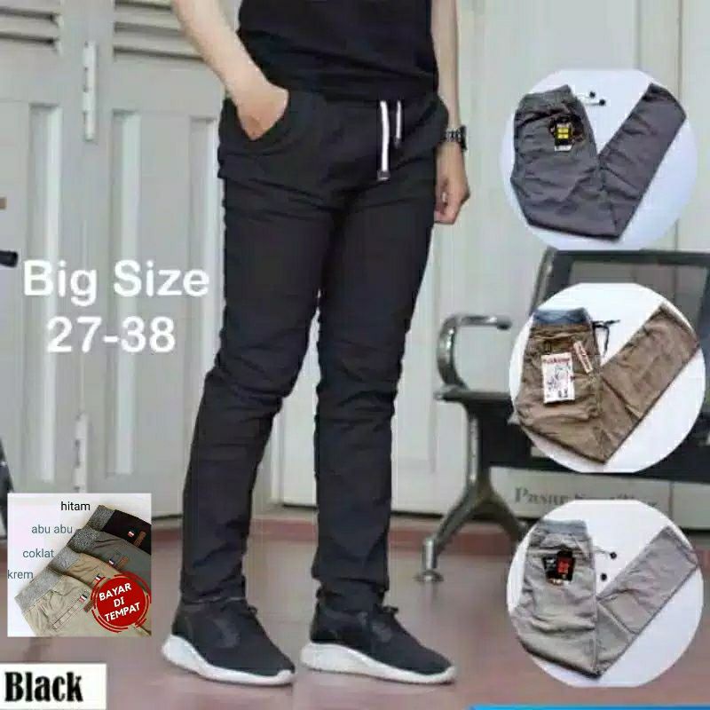 CELANA PRIA PINGGANG KARET RIP COLOR SIZE JUMBO