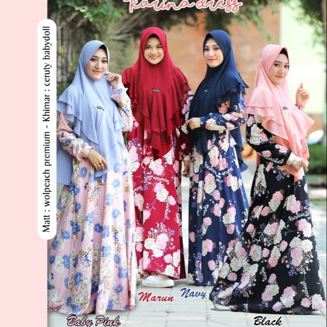 Karina Dress Gamis Set motif by Queena Queena's
