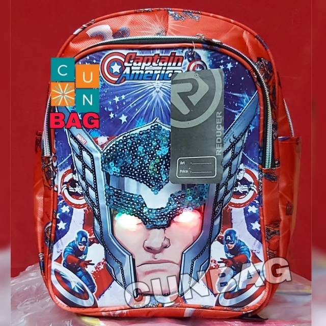 Tas anak superhero Led - Ransel led lampu nyala - ultraman -spiderma - capten amerika