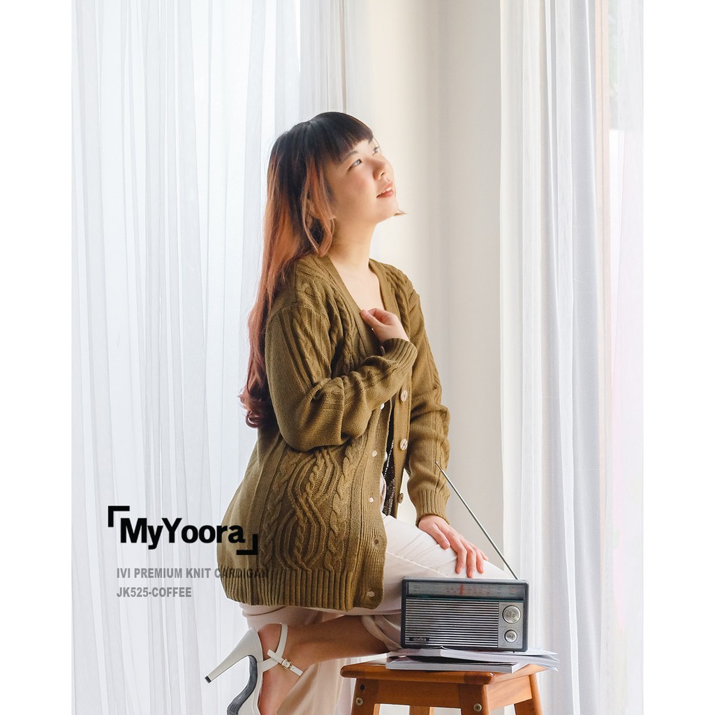 MyYoora Premium Knit Basic Cardigan Rajut JK530/JK525 /JK523-Ivi-Coffee