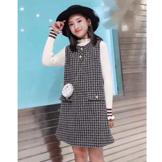 NEW DRESS INNER RAJUT 3IN1 ALA L*UISVITTON FREE TAS ALA LV IMPORT SUPREME SIZE 150/160/170/180