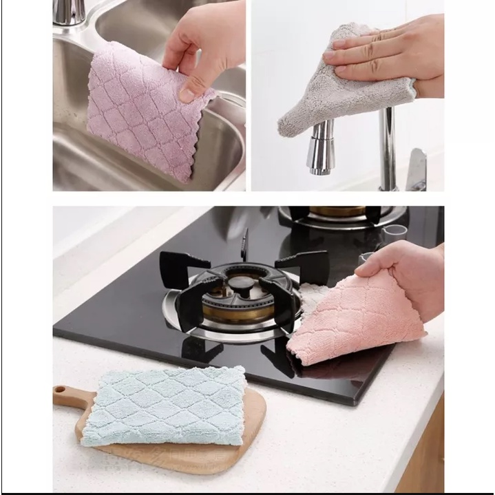 Kain Lap Piring Anti Minyak / kain lap dapur Microfiber