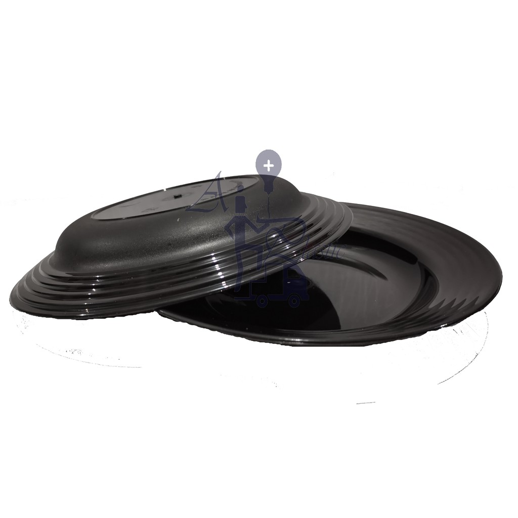 Piring Makan Bahan Plastik Harga Satuan Termurah BerKualitas-Hitam 1pcs