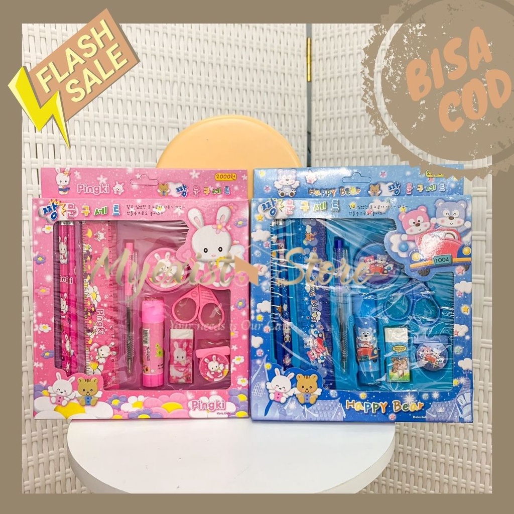 

set alat tulis dengan box UNTUK ANAK BISA COD Alat Tulis Kantor Stationary perlengkapan sekolah anak kado unik souvenir lucu -IVN445