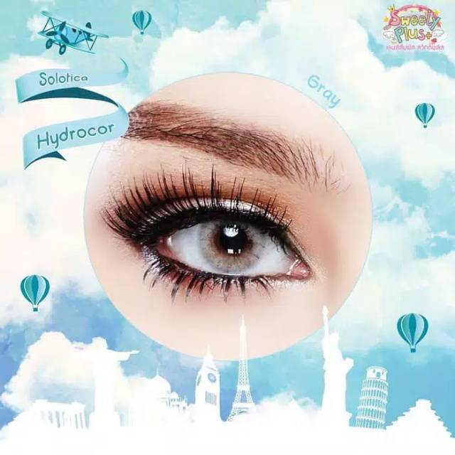 Softlens Sweety Solotica Hydrocor - Warna Gray Brown bisa Minus