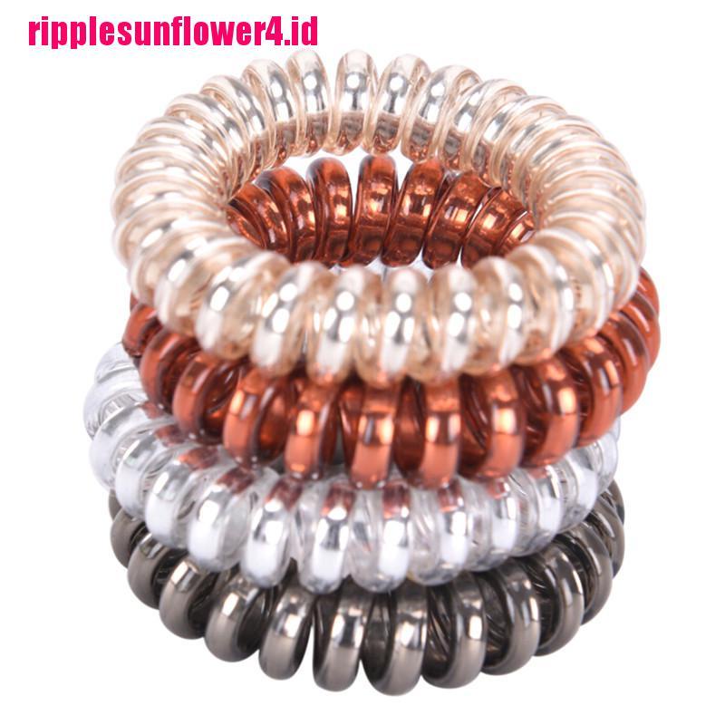 1 / 5pcs Ikat Rambut Elastis Model Kabel Telepon Spiral Untuk Wanita