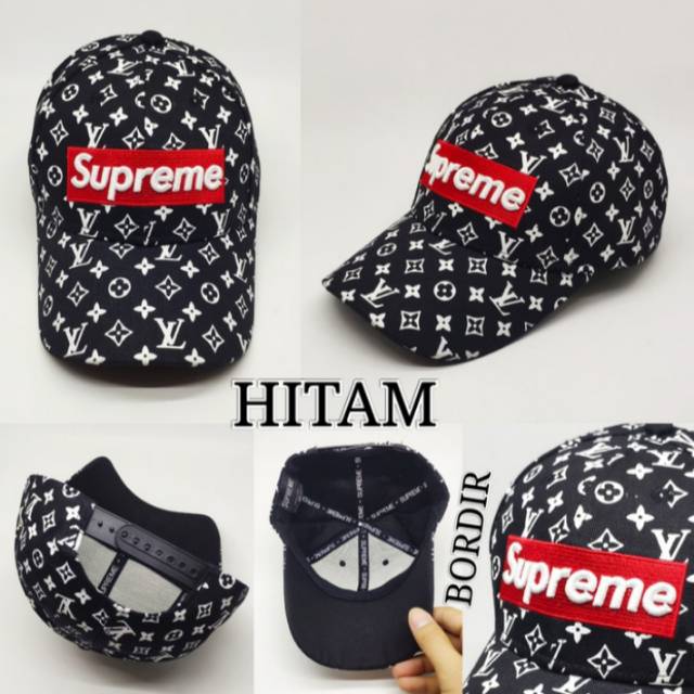 Ready topi cowok cewek supreme premium import - Hitam