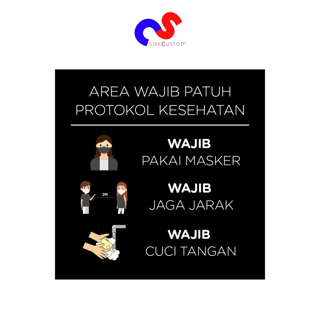 

Wajib Masker Jaga Jarak Cuci Tangan Sign Label Board Papan Akrilik