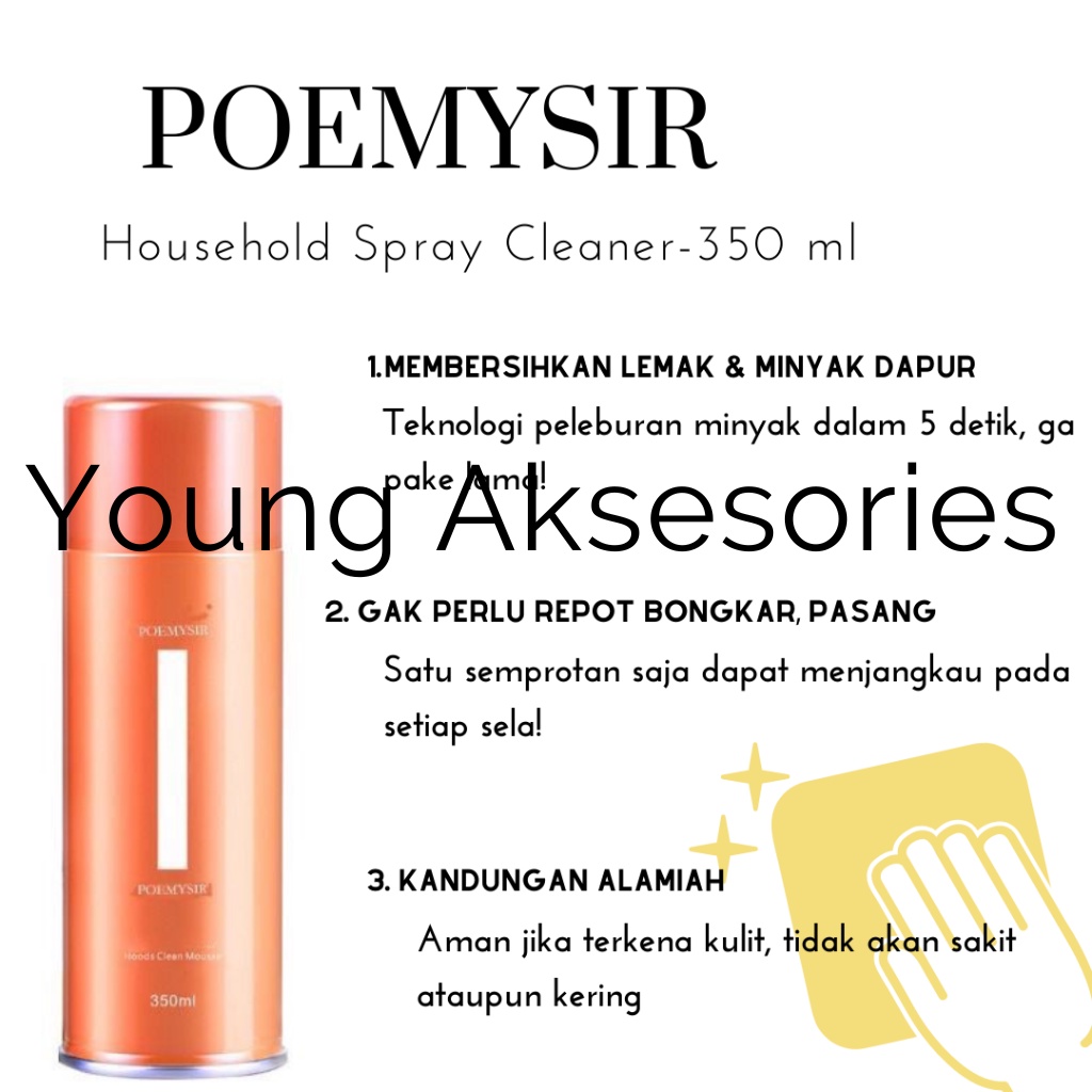 [CUCI GUDANG] POEMYSIR Kitchen Cleansing Spray/ Cairan Pembersih Kerak Minyak Panci &amp; Dapur Serbaguna 350 ML