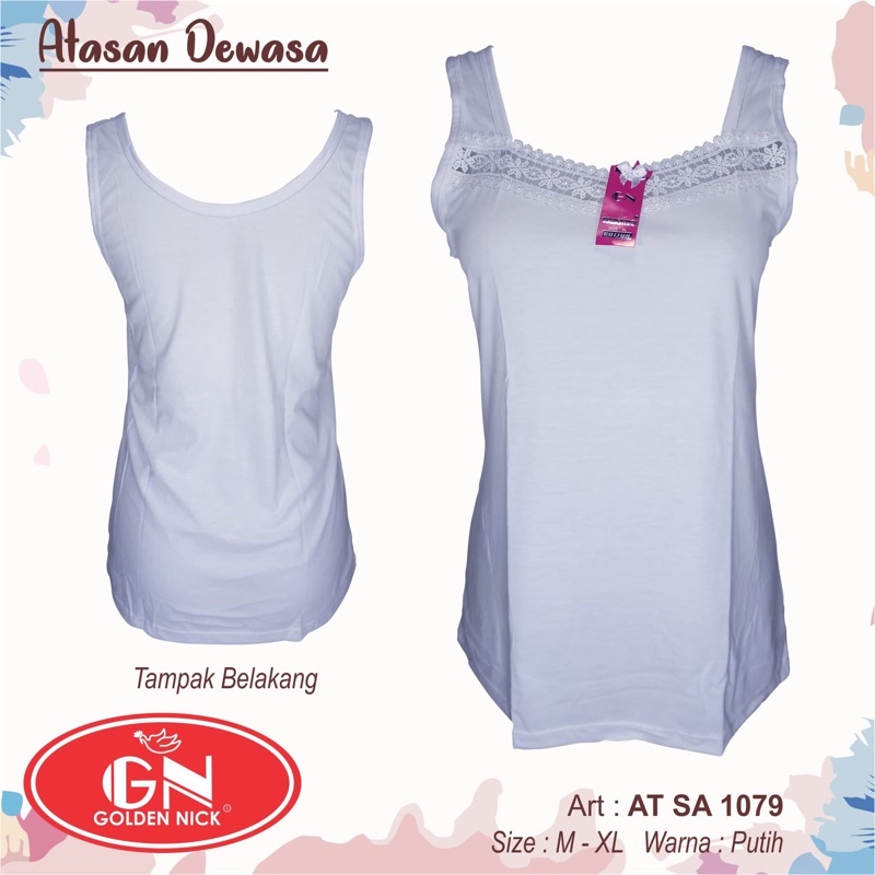 GN SA1079 Tanktop katun tebal | GOLDEN NICK | Tanktop Tali besar katun tebal Putih Renda