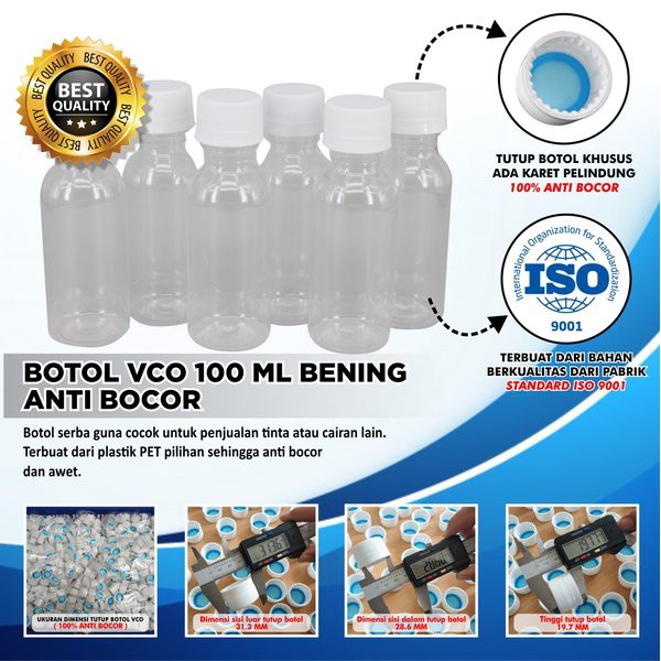 Botol VCO Bening PET 100 ML Anti Bocor