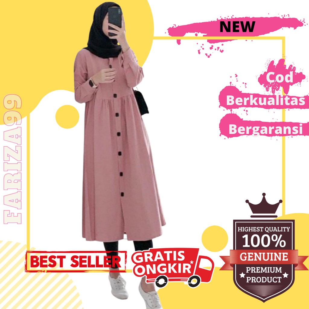 Baju Tunik Wanita Cewek Terbaru Dzuvia Dzufia Neda Tunik Long Atasan Muslim Remaja Kekinian Terbaru 