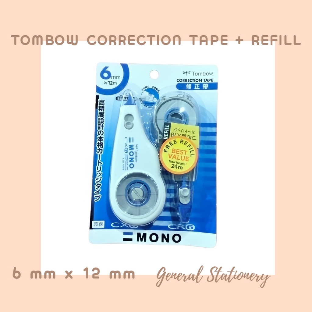 

Tombow Mono Correction Tape + Refill CT-CX6CR6 Blue / Tip-x Tombow Mono