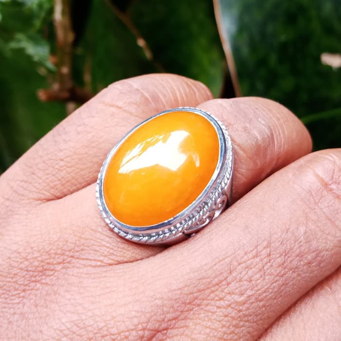 Cincin Batu Giok Kuning Pepaya Jumbo