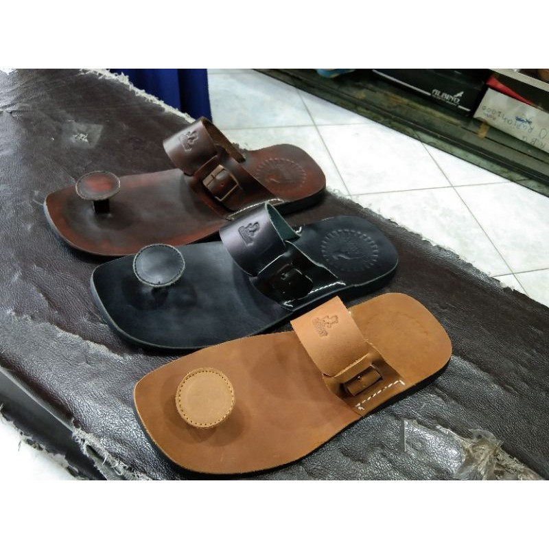 sandal jepit jamur kulit asli berkualitas tinggi