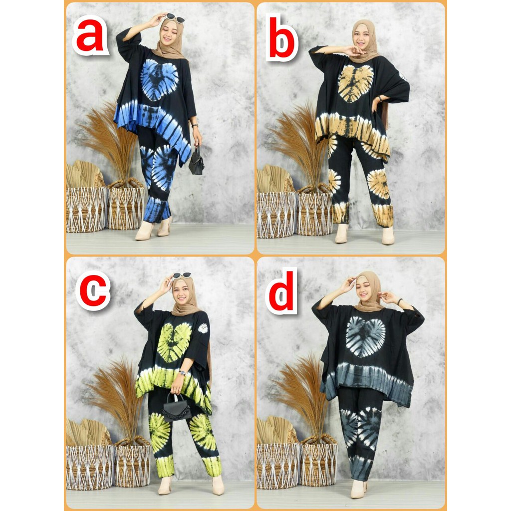 SETELAN WANITA TERBARU SHIBORI TIEDYE LOVE OBLONG