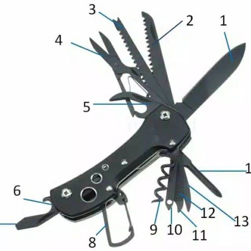 pisau lipat multifungsi multi tools lengkap knife army
