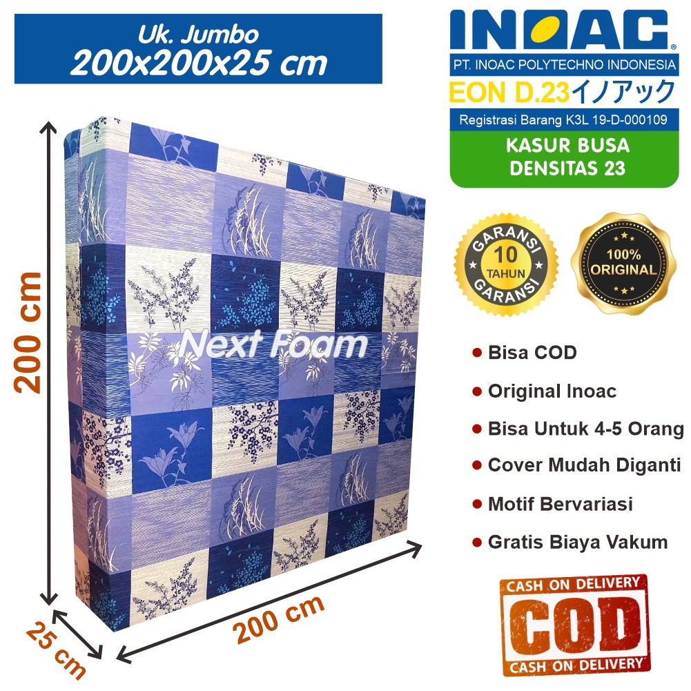 Kasur Busa Inoac Ukuran Jumbo 200x200x25 cm Tebal 25 cm EON D23 ORIGINAL INOAC Garansi 10 Tahun Asli