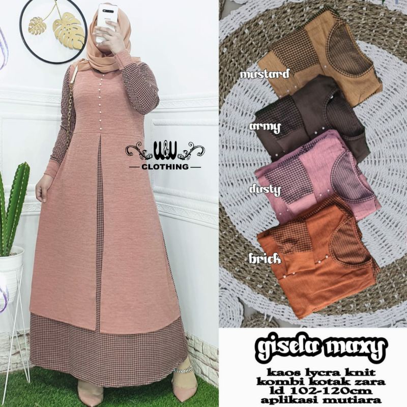 GISELLA MAXI, DRESS CANTIK DAN ANGGUN ORIGINAL W&W, KAOS LICRA MIX ZARA, TEBAL ADEM DAN NYAMAN