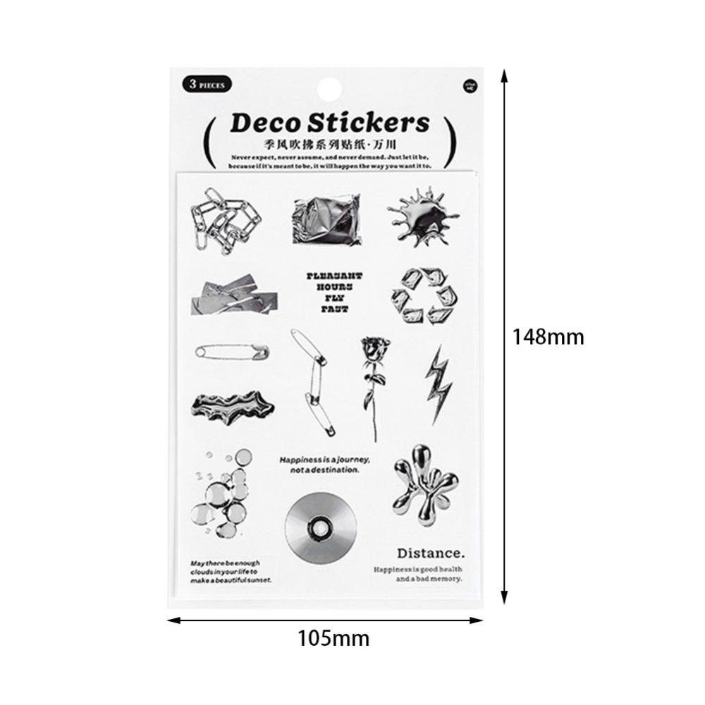 Timekey 3 Lembar Stiker Dekorasi Scrapbook / Diary / Album / Handphone / Notebook DIY A7K8