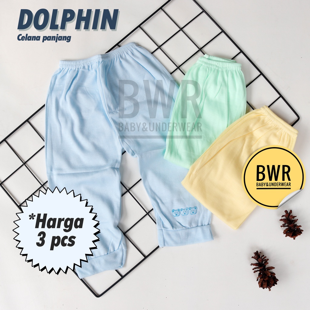 [ 3pc ] Celana PANJANG Tisuka Anak Bayi Newborn Buka Kaki Murah DOLPHIN | Bwr