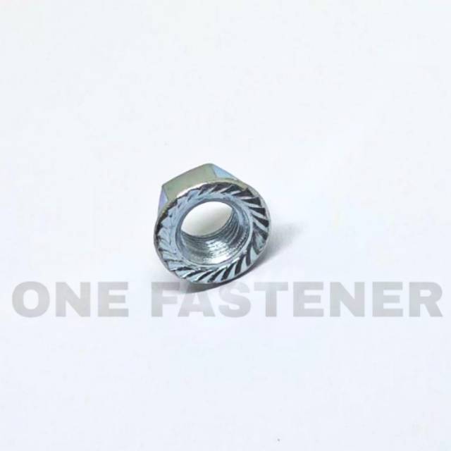 fn0152 MUR Flange Nut M10 1.25 K14 PUTIH 10 mili mm