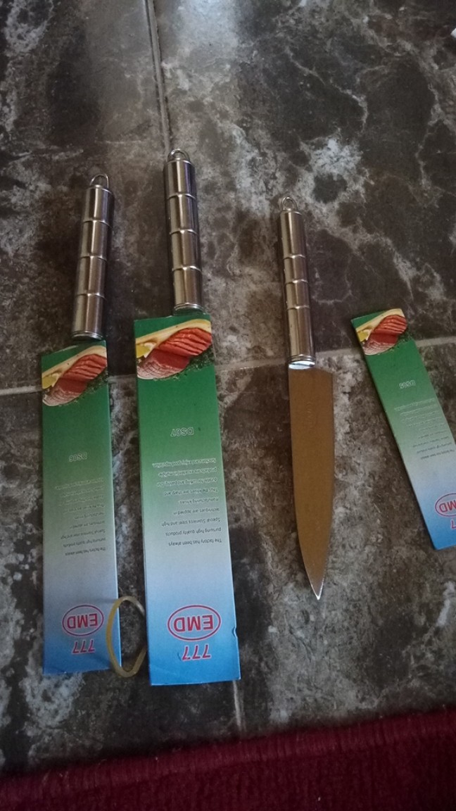 Pisau Dapur Set Stainless Steel Lancip/ Chef Knife Gagang Isi 3 Ukuran 5 6 7