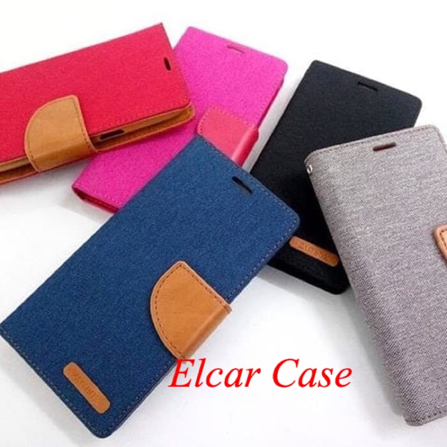 Flip case wallet flipcase canvas sarung hp dompet oppo r11