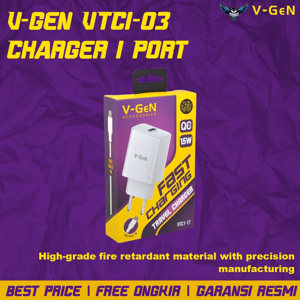 Charger Fast Charging 3.0 V-GeN VTC1-03 Adaptor Charger Vgen