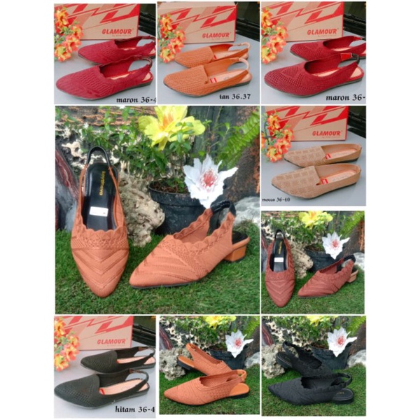 flat rajut tali belakang/flat rajut import carina/flatshoes tali belakang glamour/sandal tali slop/s