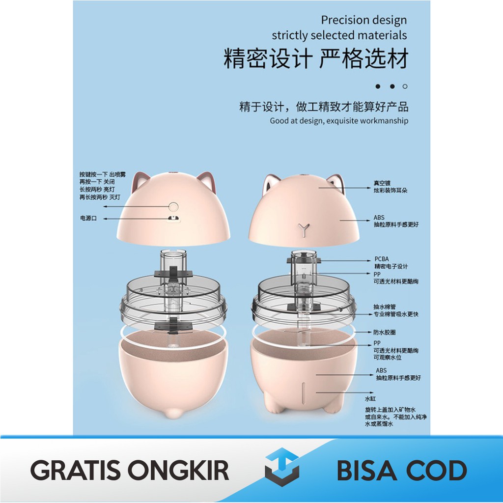 HUMIDIFIER DIFUSSER AROMATERAPI TAFFWARE ORIGINAL DUDU CAT 200 ML LAMPU MALAM KUCING HUMI DDM-1