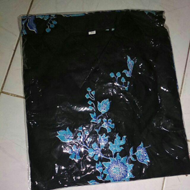 Kemeja Batik Pria Modern Motif Sakura Biru Turkiss
