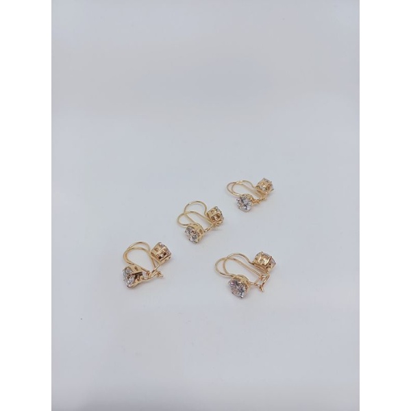 anting kait solitaire (desi) mp silver925 / anting dewasa dan anak perak asli lapis mas