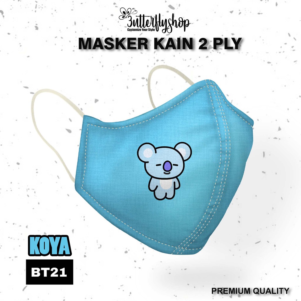 [MASKER ] BT 21 Masker kain 2 ply premium quality chimmy tata digital printing full color fashionabl