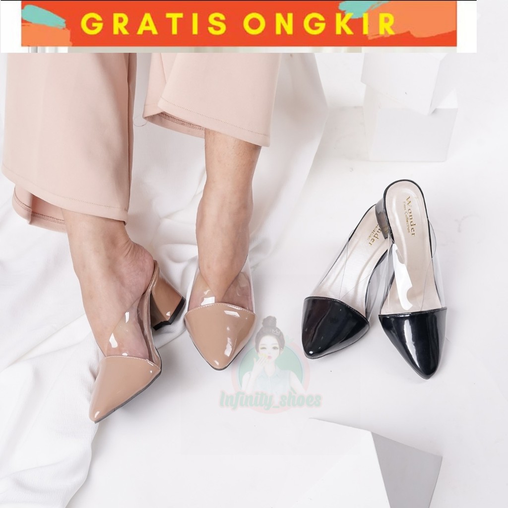 Jual Infinity - Bayar tempat High Heels Korea 5cm Hak hitam mocca Indonesia|Shopee Indonesia