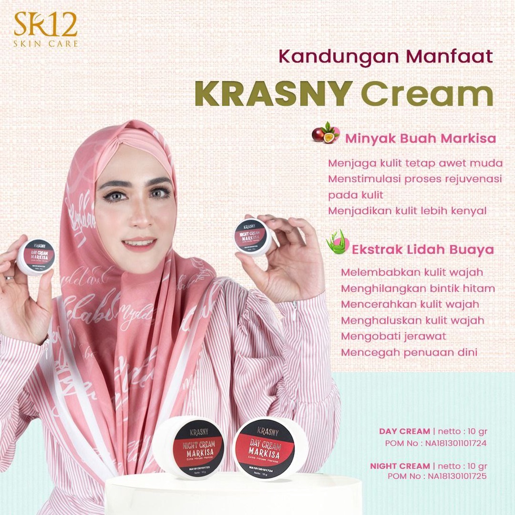 KRIM EKSTRAK MARKISA BPOM KRASNY DAY &amp; NIGHT CREAM KRIM SR12 Anti Keriput Anti Kusam ANTI-AGING