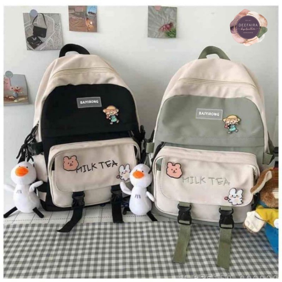 Tas ransel korea murah  M1lk Te4 Y1 Tas Anak Sd Smp Dan Sma Backpack Anti Air glosy C9I2 sekolah sd 