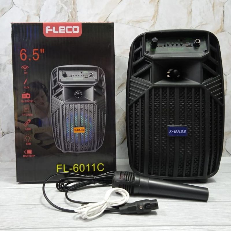 COD✅ SPEAKER BLUETOOTH KARAOKE Fleco F-6011/Speaker Fleco 6.5 Inch free mic+remote