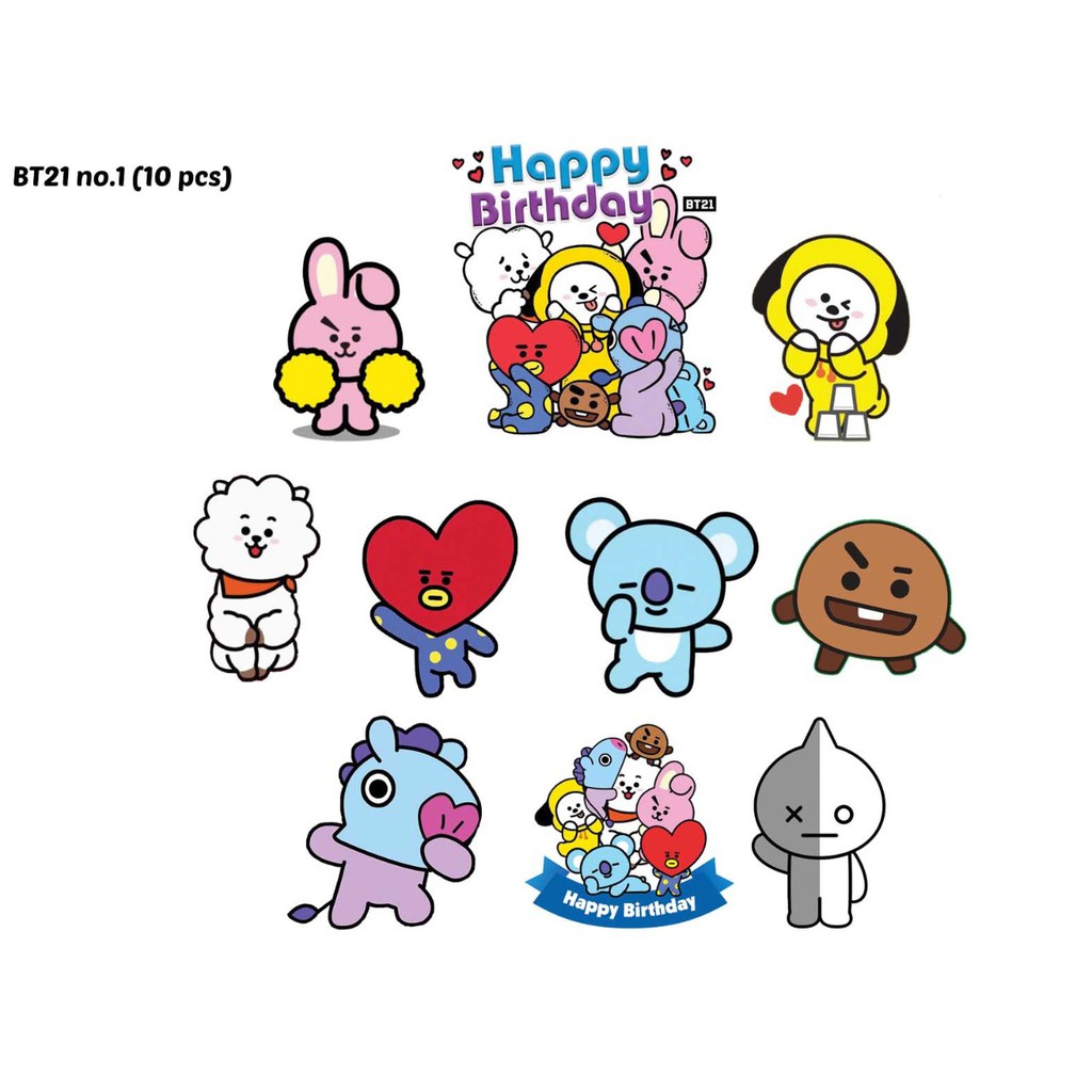 Jual Topper Kue BT21 Set A (10pcs) Indonesia|Shopee Indonesia