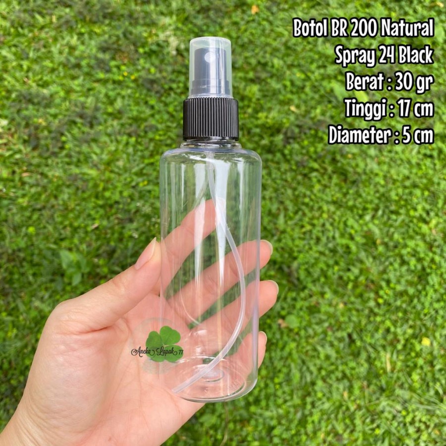 Botol SPRAYER 200 ml Transparan Bening spray botol plastik 200 ml - Tutup Putih