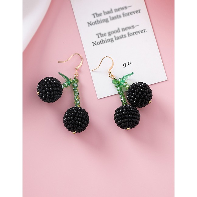 LRC Anting Gantung Fashion Black Cherry Mulberry Earrings F68110